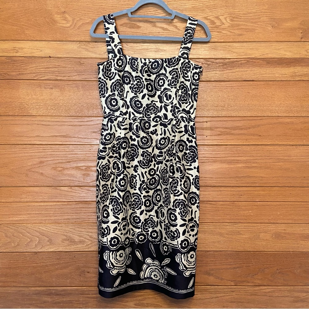 Max Mara Y2K silk floral black and cream dress